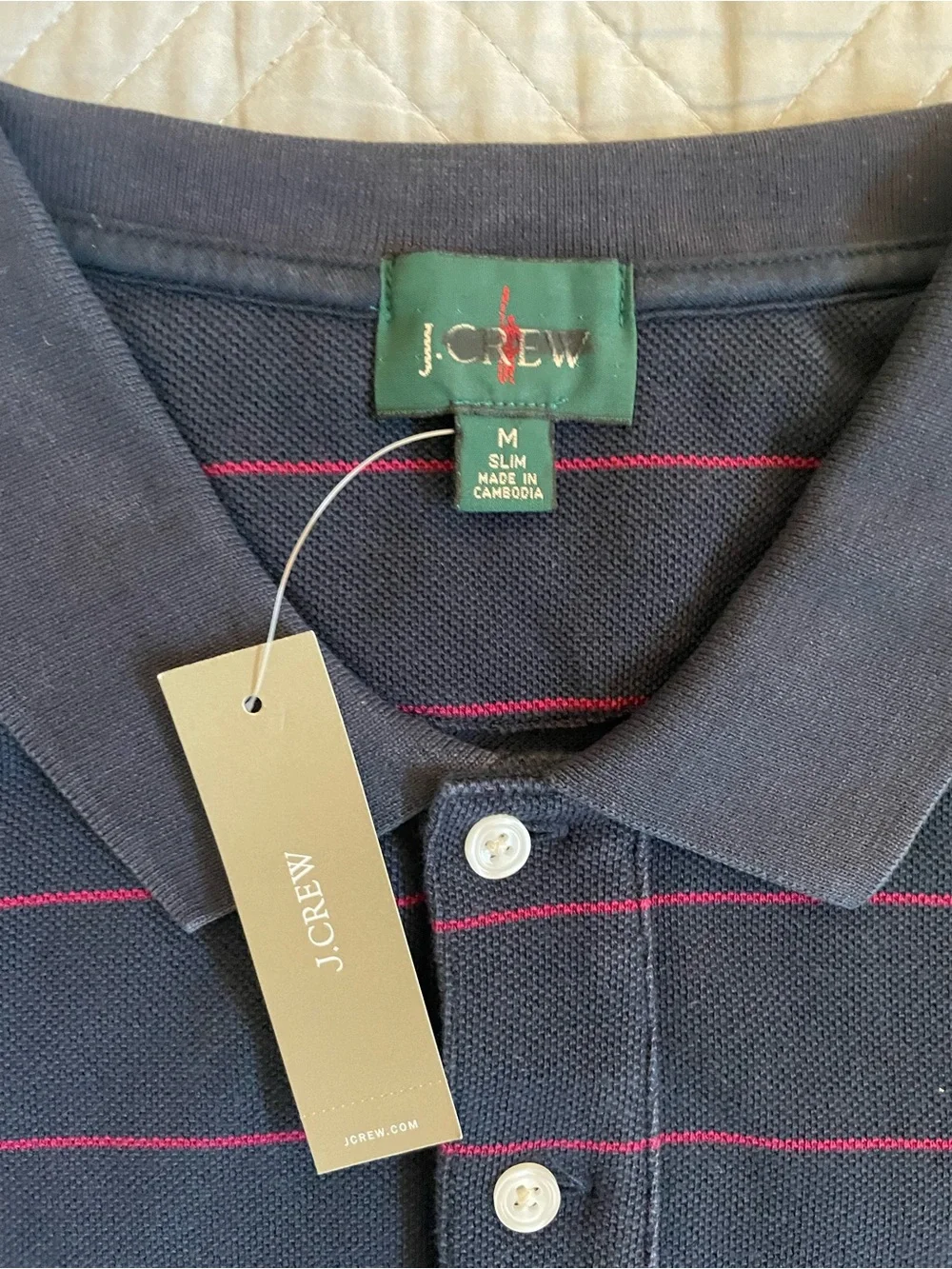 J. CREW Slim washed piqué polo shirt in stripe Size M NWT $89.50 CR766